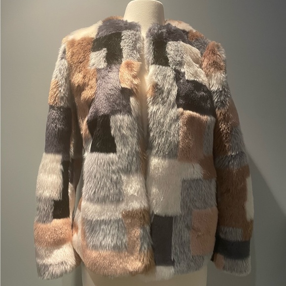 LA VIE Rebecca Taylor Faux Fur Patchwork Jacket - Small (excellent condition) - Picture 3 of 6